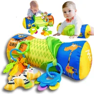 Zabawki sensoryczne - WAŁEK do RACZKOWANIA poduszka sensorycza do wysokiego podporu stabilizująca dla niemowląt WALEC grzechotki gryzak metki - miniaturka - grafika 1