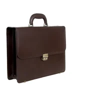 Teczki i aktówki - Teczka skórzana brązowa z zamkiem na kluczyk, 4 komory - miniaturka - grafika 1