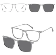 Okulary korekcyjne, oprawki, szkła - Prostokątne okulary pod korekcję z polaryzacyjną Nakładką przeciwsłoneczną na magnes CLIP-TRC-196C-1 - miniaturka - grafika 1