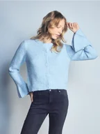 Swetry damskie - Reserved - Kardigan z falbaną - jasnoniebieski - miniaturka - grafika 1