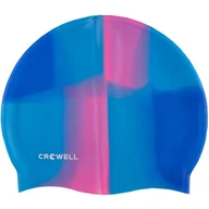 Pływanie - Czepek pływacki silikonowy dla dorosłych Crowell Multi Flame niebiesko-różowy - miniaturka - grafika 1