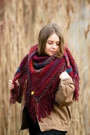 Apaszki i szaliki damskie - Chusta z frędzlami MAXCOLOR melange red - miniaturka - grafika 1