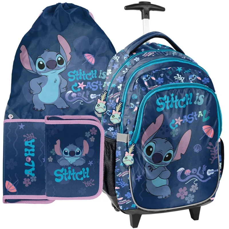 ZESTAW szkolny PLECAK tornister na kółkach piórnik worek Lilo i Stitch Coastal Cool