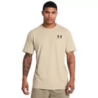 Koszulki sportowe męskie - Męski t-shirt z nadrukiem Under Armour UA M Sportstyle LC SS - beżowy - UNDER ARMOUR - miniaturka - grafika 1