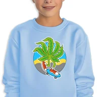 Bluzy dla dziewczynek - Bluza Dziecięca Niebieska Skate Weed Mix Różnych Wzorów -164 Cm (14-15) - miniaturka - grafika 1