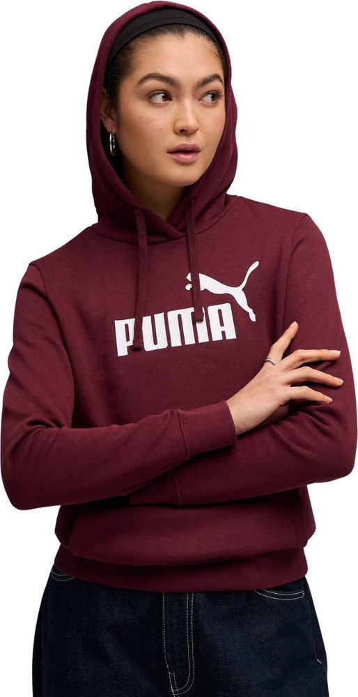 Bluza damska z kapturem kangurka Puma ESS No.1 Logo Hoodie FL bordowa 682389 96 XL