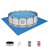 Baseny ogrodowe - Basen stelażowy Ø427 x 122 cm z  pompą, drabinką, pokrywą i matą Bestway - miniaturka - grafika 1