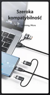USAMS Kabel U85 2xUSB-C/USB/Micro-USB/ Lightning 6w1 1,2m 100W PD Fast Charge czarny/black SJ645USB01 (US-SJ645) - Kable - miniaturka - grafika 12