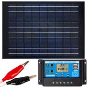 Zestawy solarne - Zestaw solarny fotowoltaiczny 20W 12V BLACK (Panel solarny 20W, Regulator napięcia 10A) VOLT POLSKA - miniaturka - grafika 1
