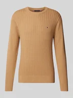 Swetry męskie - Sweter o kroju slim fit z dzianiny o fakturze jodełki - miniaturka - grafika 1