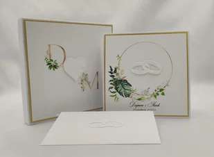 Kartka ślubna w pudełku z inicjałami Pary Młodej, W38A - Kartki okolicznościowe i zaproszenia - miniaturka - grafika 1