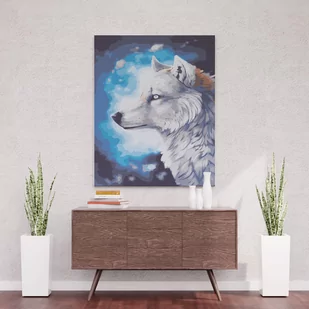 Malowanie po numerach - Biały wilk 50x40 cm - Malowanie po numerach - miniaturka - grafika 1