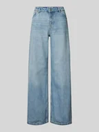 Spodnie damskie - Jeansy o kroju baggy fit z 5 kieszeniami - miniaturka - grafika 1