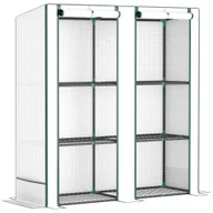 Szklarnie ogrodowe - Szklarnia Outsunny z podwójnymi drzwiami i półkami, odporna na zimę szklarnia z folii stalowej, szklarnia na balkon, do ogrodu, do uprawy pomidorów 144 x 48 x 152 - miniaturka - grafika 1