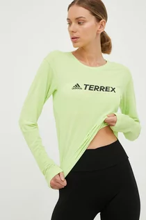 Koszulki i topy damskie - adidas TERREX longsleeve sportowy Trail kolor zielony - grafika 1