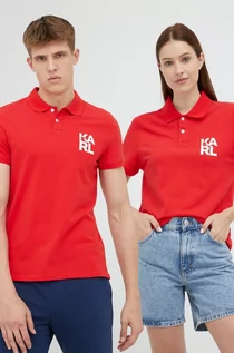Koszulki i topy damskie - Karl Lagerfeld polo KL22MPL01 kolor czerwony z nadrukiem - grafika 1