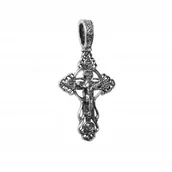Naszyjniki - Krzyżyk Prawosławny Srebrny pr. 925 z Figurką Pana Jezusa Chrystusa - miniaturka - grafika 1