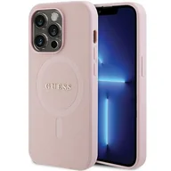 Etui i futerały do telefonów - Guess GUHMP14XPSAHMCP iPhone 14 Pro Max 6,7" różowy/pink hardcase Saffiano MagSafe - miniaturka - grafika 1
