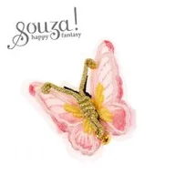 Zabawy w naśladowanie dorosłych - Souza! Spinka do włosów haftowany motyl Semmy różowo-złoty - miniaturka - grafika 1