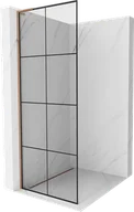 Ścianki i drzwi prysznicowe - Mexen Kioto L ścianka prysznicowa Walk-in 80 x 200 cm, czarny wzór, różowe złoto - 800-080-103-60-77 - miniaturka - grafika 1