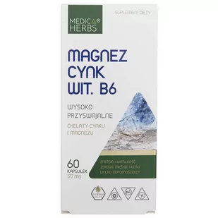 Medica Herbs Herbs Herbs Magnez Cynk Witamina B6 60 kapsułek MH-2217 - Witaminy i minerały - miniaturka - grafika 1