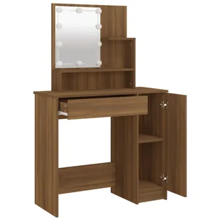 Lumarko Toaletka z LED, brązowy dąb, 86,5x35x136 cm - Toaletki - miniaturka - grafika 5