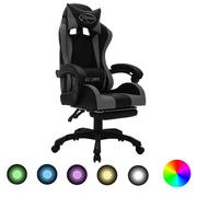 Fotele i krzesła biurowe - vidaXL Lumarko Fotel dla gracza z RGB LED, szaro-czarny, sztuczna skóra 288010 - miniaturka - grafika 1