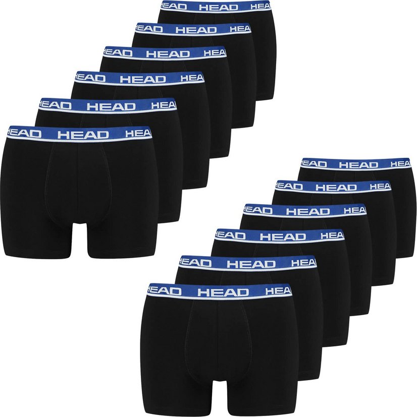 Bokserki męskie HEAD, 2-pak - Basic, bawełna stretch, jednokolorowe czarny/niebieski M