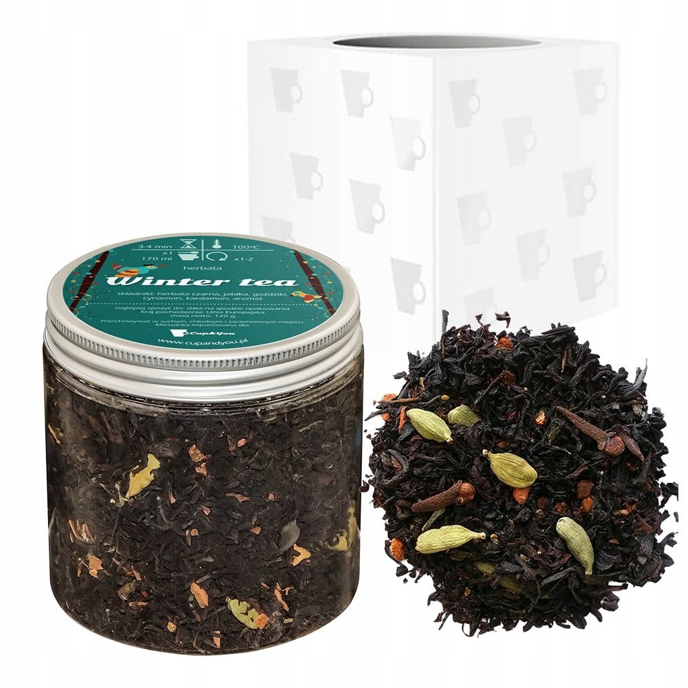 Herbata czarna zimowa WINTER TEA o smaku pieczonego jabłka z przyprawami 120g - herbata rozgrzewająca na prezent upominek podarunek