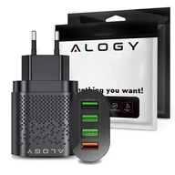 Ładowarki do telefonów - Alogy Szybka ładowarka sieciowa Alogy 4x USB Quick Charge 3.0 2.4A Czarna 10965X1 - miniaturka - grafika 1