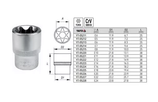 Yato nasadka Torx 1/2 E20 YT-05226 - Klucze i nasadki - miniaturka - grafika 1