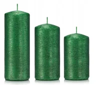 Świece - Świeczki świąteczne świece walec 3 wysokoś zielone - miniaturka - grafika 1