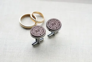 Eleganckie skórzane spinki mankietowe - prezent na Dzień Ojca, Ślub - Spinki do mankietów i krawatów - miniaturka - grafika 1