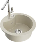 Zlewozmywaki z baterią - Mexen Diego zlewozmywak granitowy 1-komorowy z baterią kuchenną Flora, beżowy - 6512-69-670401-00 - miniaturka - grafika 1