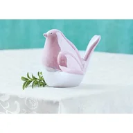 Pozostałe ozdoby ogrodowe - Figurka ceramiczna Ptaszek biały/różowy - miniaturka - grafika 1