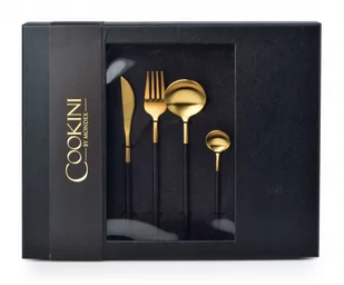 COOKINI COOKINI CASA BLACK KOMPLET SZTUĆCÓW 16 ELEMENTÓW 4 OSOBY MAT CZARNY ZŁOTY STAL NIERDZEWNA HTNF3886-CX 7 - Zestawy sztućców - miniaturka - grafika 1