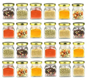 24x pojemniki szklane słoiki na przyprawy 120 ml ze złotą zakrętką fi 53 - Pojemniki kuchenne - miniaturka - grafika 1