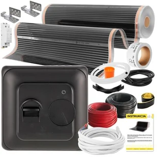 Folia grzewcza na podczerwień MISSION AIR 160 W/m² Black Silver PTC 1 m² (1 m x 100 cm) + regulator Aries Czarny - Ogrzewanie podłogowe - miniaturka - grafika 1