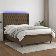 Łóżka - vidaXL Łóżko kontynentalne z materacem, brązowe, 140x200 cm, tkanina - miniaturka - grafika 1