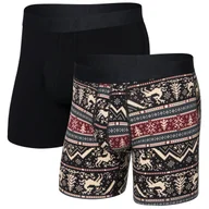 Majtki męskie - Męskie bokserki Saxx Droptemp Cooling Cotton Boxer Brf Fl 2Pk Rozmiar: L / Kolor: czarny - miniaturka - grafika 1