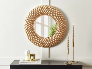 Metalowe okrągłe lustro ścienne ø 60 cm złote COMBE Lumarko! - Lustra - miniaturka - grafika 3