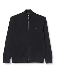 GANT Męski bawełniany kardigan z zamkiem błyskawicznym, Dk Charcoal Melange, 3XL - Swetry męskie - miniaturka - grafika 1