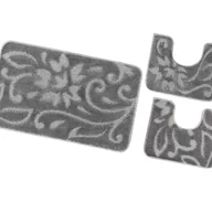 Dywaniki łazienkowe - Dywanik łazienkowy Zestaw 3 Sztuk Jednolity Kolor Antypoślizgowy Girowater Chłonny Miękki Szary - miniaturka - grafika 1