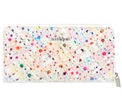 Portfele - Portfel damski Adele, skórzany beżowy w kolorowe koła - miniaturka - grafika 1