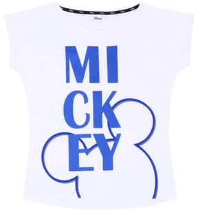 Biały, damski t-shirt z niebieskim nadrukiem MICKEY XL - Koszulki i topy damskie - miniaturka - grafika 1