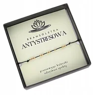 Bransoletki - Bransoletka Złote Kulki AntyStresowa Sznurek 925 Prezent Karteczka Srebro - miniaturka - grafika 1