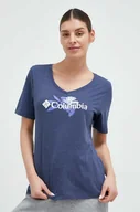 Koszulki sportowe damskie - Columbia t-shirt damski kolor niebieski - miniaturka - grafika 1