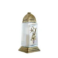 Lampiony i znicze - Znicz szklany lilie 34 x 14 cm 45 h złoty - miniaturka - grafika 1