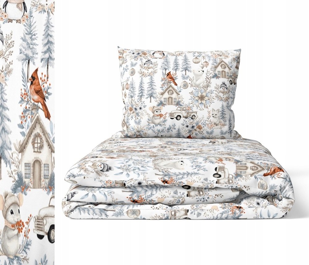 Pościel Dziecięca 160x200cm dla dziecka, Certfikat, wzór: Zima Boho Srebrna