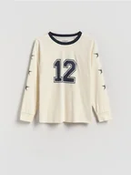 Bluzki dla chłopców - Reserved - Bawełniany longsleeve - złamana biel - miniaturka - grafika 1